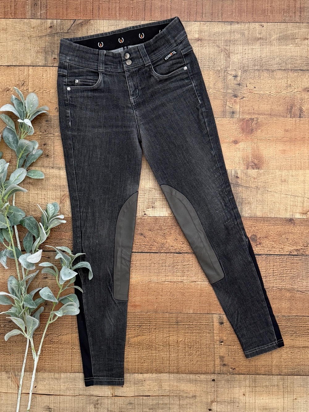 Kerrits Stretch Denim Knee Patch Breech Riding Pants -  Charcoal